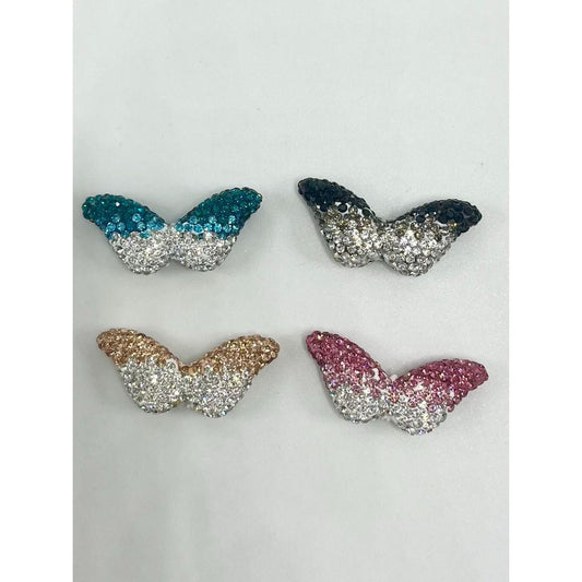 Butterfly Clay Beads with Crystal Rhinestones, Random Mix