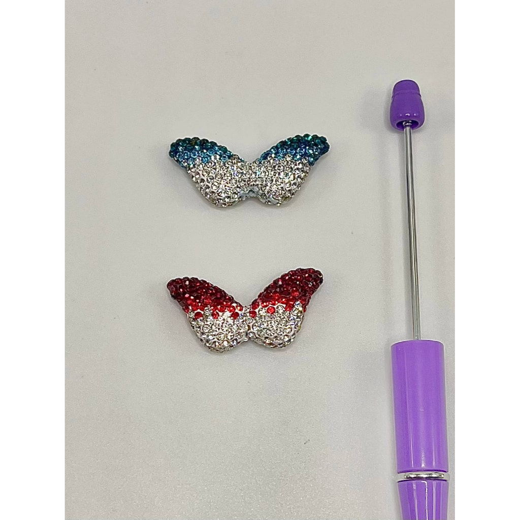 Butterfly Clay Beads with Crystal Rhinestones, Random Mix
