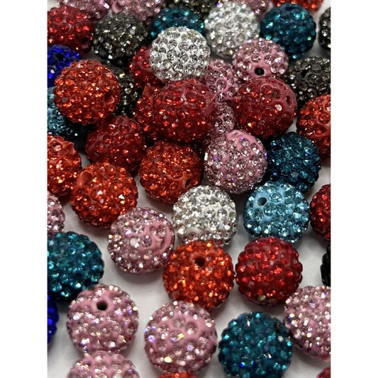 Clay Beads with Rhinestones, 12mm