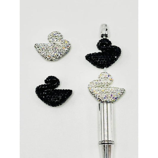 Swan Shaped Clay Beads with Rhinestones, FW