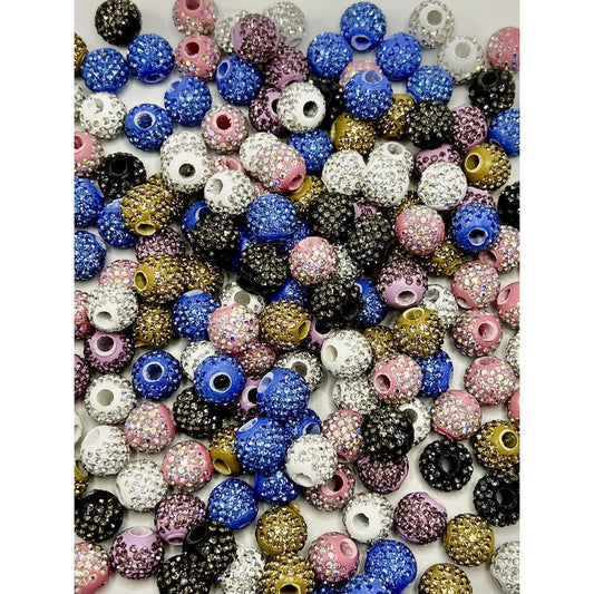 Clay Beads with Rhinestones, 14mm, Large Hole