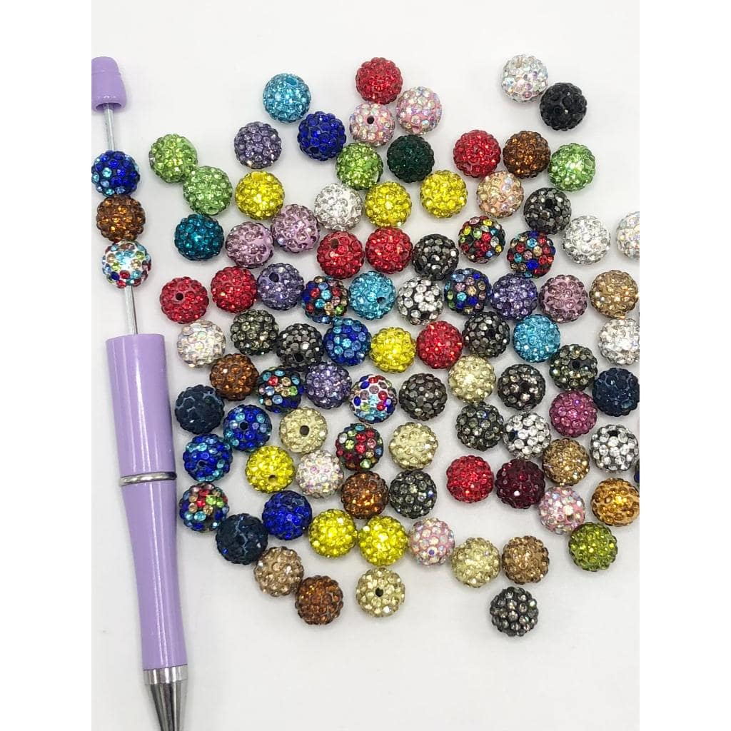 Sparkling Rhinestone Clay Beads 10mm, Random Mix, YY